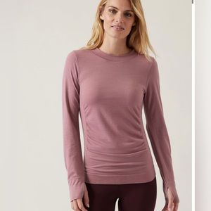 Athleta Foresthill Ascent Seamless Top S dark sugarplum mauve